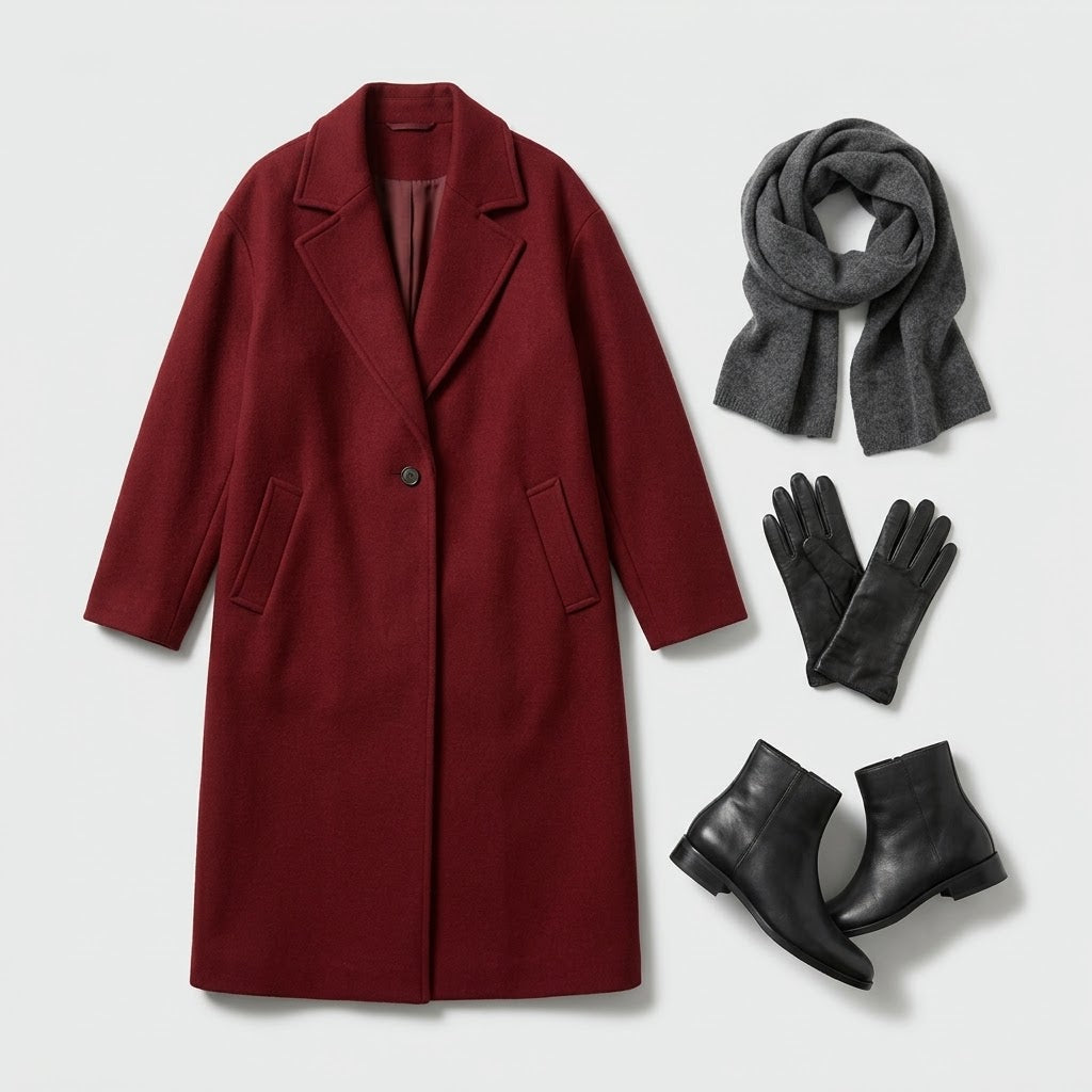 Woman wearing Snuvelle long single-breasted lapel coat with pockets
